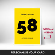 What can be personalised on this 58th birthday card for him