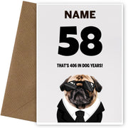 Happy 58th Birthday Card - 58 is 406 in Dog Years!