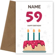 Happy 59th Birthday Card - Fun Birthday Cake Design