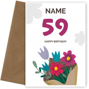 Happy 59th Birthday Card - Bouquet of Flowers