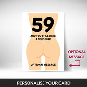 What can be personalised on this 59th birthday card for women