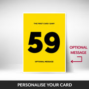 What can be personalised on this 59th birthday card for him
