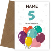 Happy 5th Birthday Card - Fun Balloons Design