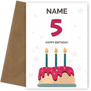 Happy 5th Birthday Card - Fun Birthday Cake Design