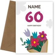 Happy 60th Birthday Card - Bouquet of Flowers