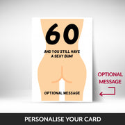What can be personalised on this 60th birthday card for women