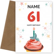 Happy 61st Birthday Card - Fun Cupcake Design
