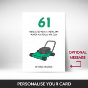 What can be personalised on this 61st birthday card for him