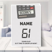happy 61st birthday card shown in a living room