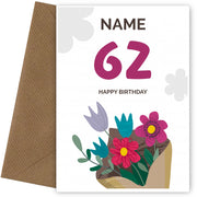 Happy 62nd Birthday Card - Bouquet of Flowers