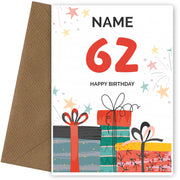 Happy 62nd Birthday Card - Fun Presents Design