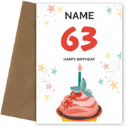 Happy 63rd Birthday Card - Fun Cupcake Design