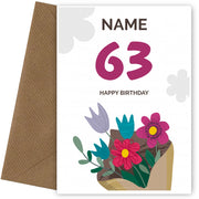 Happy 63rd Birthday Card - Bouquet of Flowers