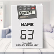 happy 63rd birthday card shown in a living room