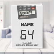 happy 64th birthday card shown in a living room