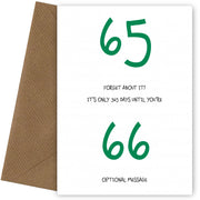 Happy 65th Birthday Card - Forget about it!