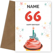 Happy 66th Birthday Card - Fun Cupcake Design