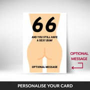 What can be personalised on this 66th birthday card for women