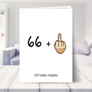 funny 67th birthday card shown in a living room