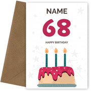 Happy 68th Birthday Card - Fun Birthday Cake Design