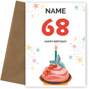 Happy 68th Birthday Card - Fun Cupcake Design