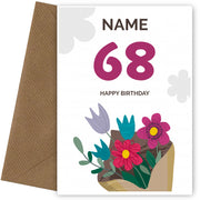 Happy 68th Birthday Card - Bouquet of Flowers