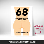 What can be personalised on this 68th birthday card for women