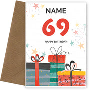 Happy 69th Birthday Card - Fun Presents Design
