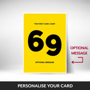 What can be personalised on this 69th birthday card for him