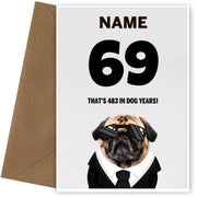 Happy 69th Birthday Card - 69 is 483 in Dog Years!
