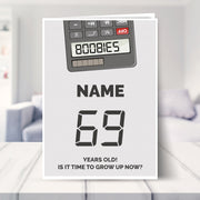 happy 69th birthday card shown in a living room