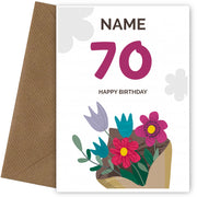 Happy 70th Birthday Card - Bouquet of Flowers