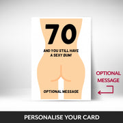 What can be personalised on this 70th birthday card for women