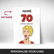 What can be personalised on this 70th birthday card for her