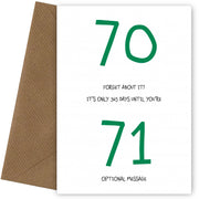 Happy 70th Birthday Card - Forget about it!