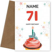 Happy 71st Birthday Card - Fun Cupcake Design