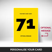What can be personalised on this 71st birthday card for him