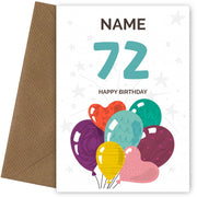 Happy 72nd Birthday Card - Fun Balloons Design