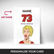 What can be personalised on this 73rd birthday card for her