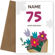 Happy 75th Birthday Card - Bouquet of Flowers