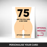 What can be personalised on this 75th birthday card for women