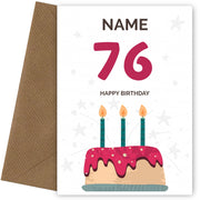Happy 76th Birthday Card - Fun Birthday Cake Design