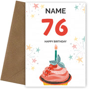 Happy 76th Birthday Card - Fun Cupcake Design