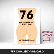 What can be personalised on this 76th birthday card for women