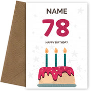 Happy 78th Birthday Card - Fun Birthday Cake Design