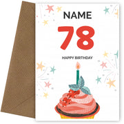 Happy 78th Birthday Card - Fun Cupcake Design