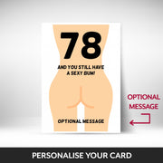 What can be personalised on this 78th birthday card for women