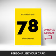 What can be personalised on this 78th birthday card for him