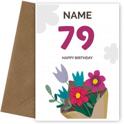 Happy 79th Birthday Card - Bouquet of Flowers