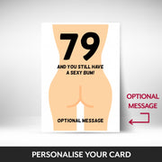 What can be personalised on this 79th birthday card for women